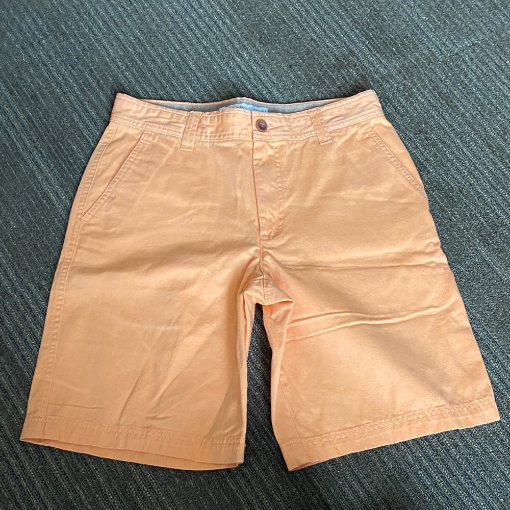 Izod Men's Light Orange Flat Front Shorts
